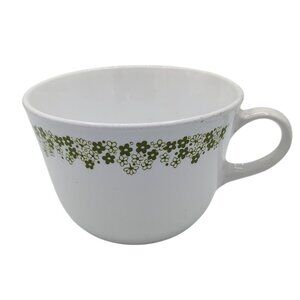 Flat Cup Spring Blossom Corning Ware Green Flowers Vintage Drinking Mug 2.5 Inch